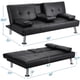 thumbnail image 3 of Modern Faux Leather Futon With Cupholders and Pillows Sofa Living Room Sofas Black Furniture Home Sofas My Lux Decor Round, 3 of 11