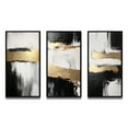 thumbnail image 2 of Designart "Horizontal Perspectives Abstract in Gold and Black VII" Abstract Painting Framed Wall Art Set Of 3 - Gold Modern Frame Gallery Wall Set For Home Decor, 2 of 6