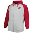 thumbnail image 2 of Men's Heather Gray Arizona Cardinals Big & Tall Fleece Raglan Full-Zip Hoodie Jacket, 2 of 3
