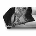 thumbnail image 3 of Tiger Soft Flannel Fleece Throw Blanket, Black and White Image of Large Cat Playing with Water Cool Animals Fun Hunter, Cozy Plush for Indoor and Outdoor Use, 50" x 60", Black Pale Grey, by Ambesonne, 3 of 6