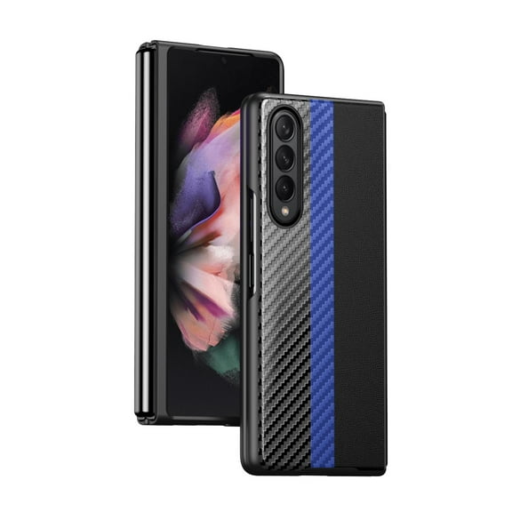 Allytech Case for Galaxy Z Fold 4 5G 2022, Carbon Fiber PU Leather and Hard PC Back Foldable Lightweight Ultra Slim Case for Samsung Galaxy Z Fold 4 2022, Royalblue