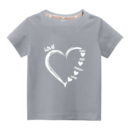 

Virmaxy Unisex Kids Family Valentine s Day Basic Tee Spring Summer Short Sleeve Cotton Casual Baggy Tees Toddler Baby Boys Girls Letter Love Graphic T-shirt Gray-B 7Y