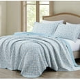 thumbnail image 2 of Chezmoi Collection Ivy Floral Medallion Quilt Set King Size, 3-Piece Blue/White Floral Printed Pre-Washed Reversible Microfiber Bedspread Set, 2 of 9