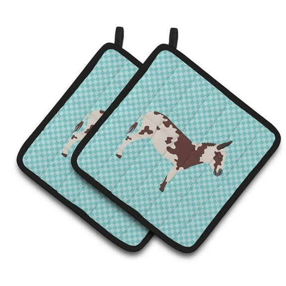 Caroline's Treasures American Spotted Donkey Blue Check Pair of Pot Holders