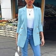 thumbnail image 2 of Akiihool Blazer Jackets for Women Women's Casual Lightweight Blazer Jacket Suits Work Office Open Front Blazer Jacket (Blue,M), 2 of 4