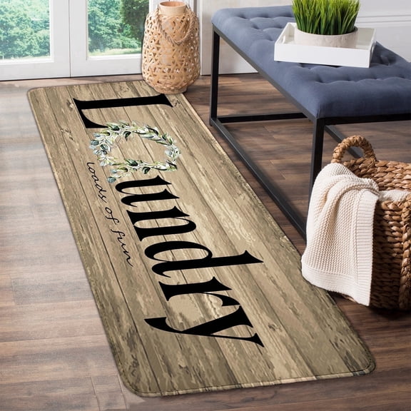 Laundry Room Organization, 20"X47" Washable Non-Slip Laundry Room Runner, Waterproof Kitchen Floor Mat Cushioned Comfort Standing Mat, Low-Pile Soft Rug Runner for Entryway Bedroom Living Room Bathro