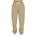 thumbnail image 2 of Travel Pants Womens Sweatpants 2025 Ndbuld Women's Casual Loose Sports Sweatpants Ankle Trousers Gradient Fleece Pants Khaki S, 2 of 8