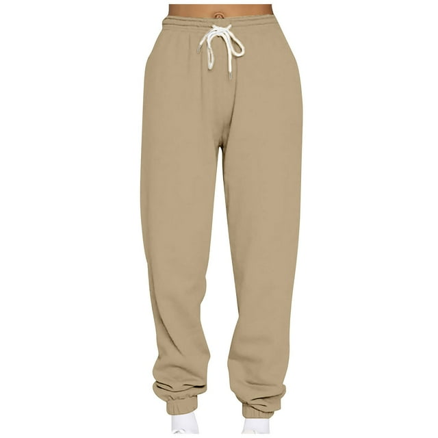 Posijego Womens Sweatpants Drawstring High Waisted Jogger Pants Casual Elastic Bottom Plain Sweat Pants