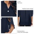 thumbnail image 4 of Tops de verano para mujer, cuello en V, media manga, exquisito Color puro, elegante, blusa informal para mujer, para fiesta, oficina, salida, azul purpúreo 3XL, 4 of 5