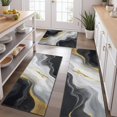 thumbnail image 2 of Black White Gold Marble Pattern Kitchen Rugs Sets Of 3,Kitchen Runner Rugs Non Skid Washable,Decorative Kitchen Floor Mats for Kitchen,Sink,Laundry,17"x30"+ 17"x47" + 17"x59", 2 of 6