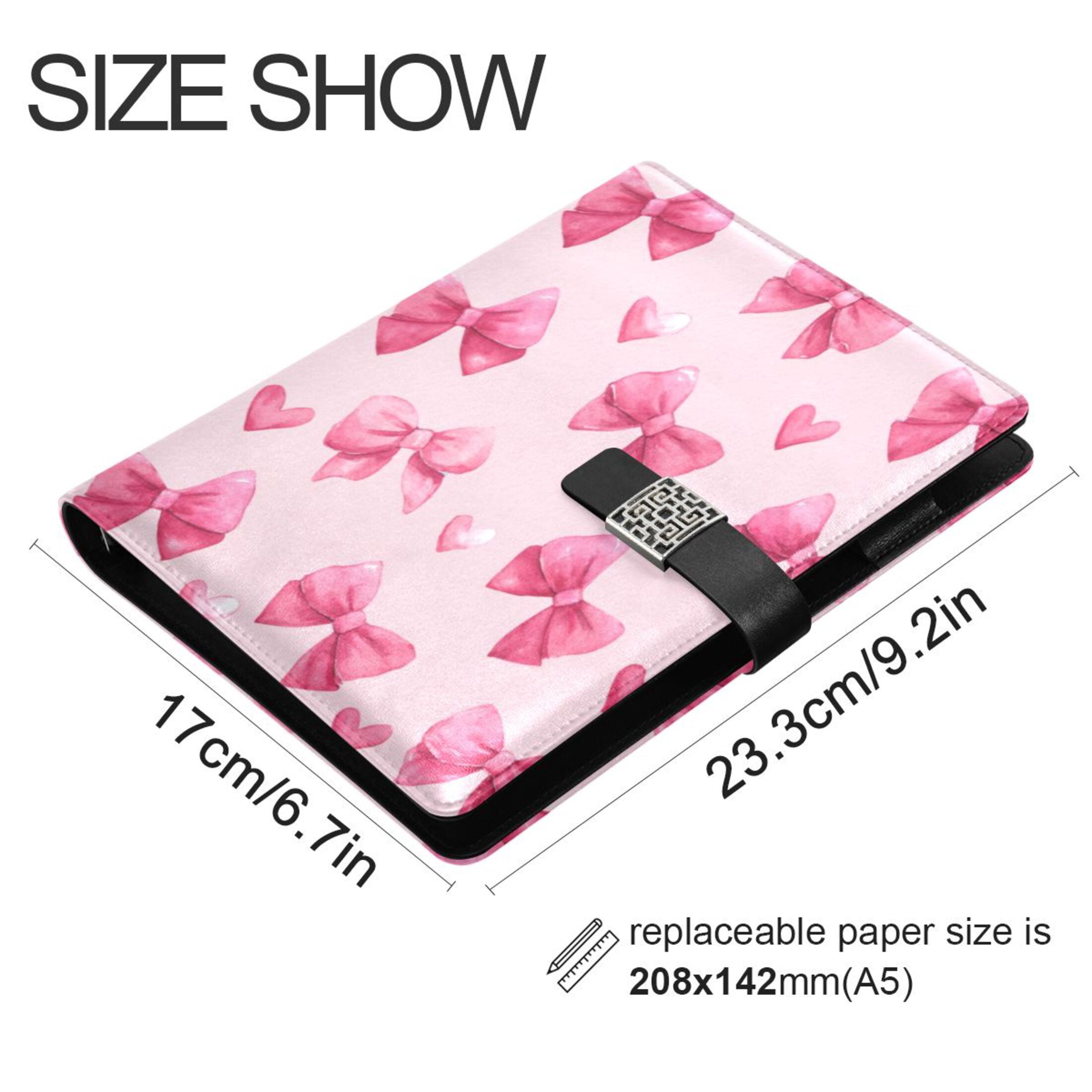 Leather Planner Leather Notebook Notebook Journal Binder Design Pen Pocket Design Convenient for Storage Valentine's Day Bow