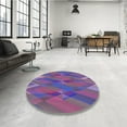 thumbnail image 3 of Ahgly Company Indoor Round Patterned Medium Purple Area Rugs, 6' Round, 3 of 6