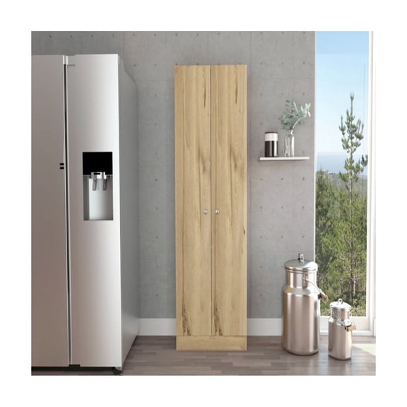 We Have Furniture Storage Cabinet Pipestone, Five Shelves, Light Oak / Black Wengue Finish