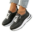 thumbnail image 2 of Willtoo Women's Platform Tennis Shoes Wedge Sneakers Fashion Canvas Casual Hidden Heel Slip On Sneaker Non Side Low-Top Lace-Up Solid Color with Comfortable Lightweight Walking Black, 2 of 4