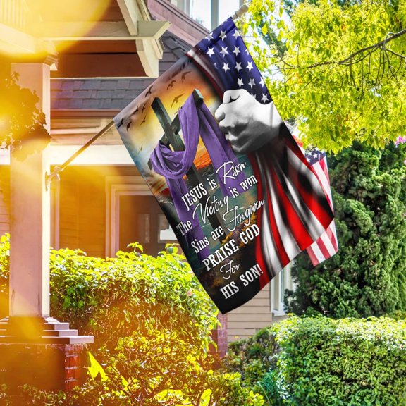 FLAGWIX Jesus Is Risen. Easter Flag, Outdoor Easter Decoration - House Flag (29.5" x 39.5")