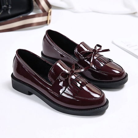

Rimocy Black Patent Leather Women s Loafers Platform Slip on Shoes for Women 2022 Spring British Tassel Casual Flats Shoes Woman