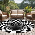 thumbnail image 4 of Round Rugs 6Ft, 3D Optical Illusion Round Area Rug Washable Indoor Throw Carpet, Black White Checkered Gingham Plaid Vortex Soft Non Slip Circle Rug for Office Cabinet Home Decor Aesthetic, 4 of 8