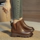 thumbnail image 4 of NECHOLOGY Botas Mujer Adulto Femenino Zapatos Botines para mujer mujer Color sólido cómodo deslizamiento en tacones cuadrados cuero Artificial botines cortos zapatos de punta redonda (Brown, 7), 4 of 7