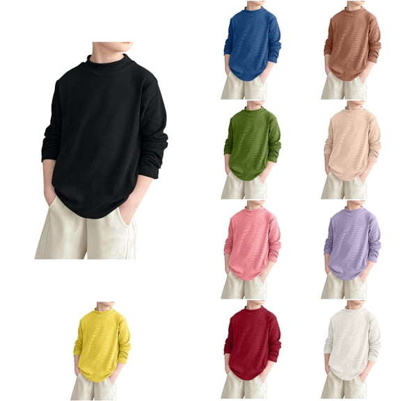 Ahuyic Toddler Kids Loose Top, Casual Long Sleeve Blouse For Autumns And Winter, Children's Casual Long Sleeved T-shirt Solid Color Round Neck Top For Boys And Girls