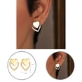 thumbnail image 1 of 1 Pair Stud Earrings Two Layers Heart Simple Women Exquisite All Match Ear Studs for Daily Wear, 1 of 8