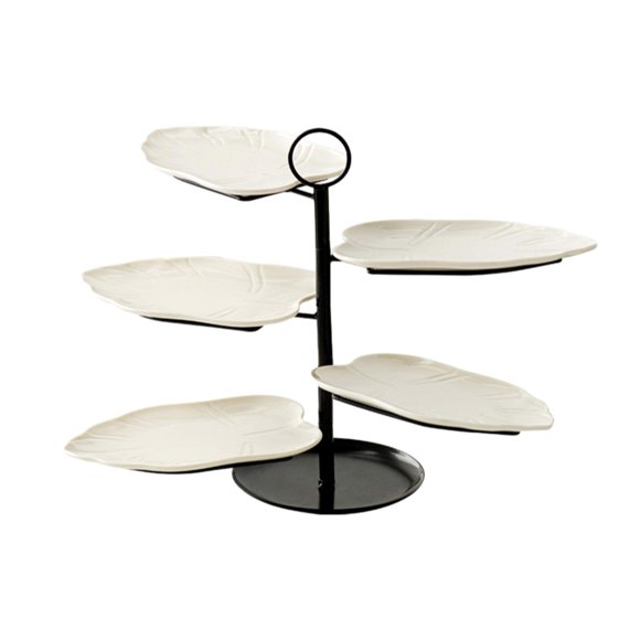 simhoa 5 Layer Sturdy Food Platter Detachable Serving Stand Tray for Bakery Parties White
