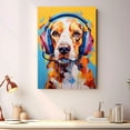 thumbnail image 2 of Brittany Wall Art - Funny Dog Canvas Canvas for Kids' Room 11x17inch - Colorful Puppy with Earphone Pictures Framed Ready to Hang, 2 of 4