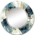 thumbnail image 2 of Designart "Abstracted Realities Gold Blue Composition" Abstract Shapes Round Wall Mirror - Modern Oval Printed Decorative Oversized Mirror - Multiple Color Options, 2 of 4
