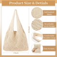 thumbnail image 2 of 2 Pack Crochet Mesh Beach Tote Bag with Letter Patch Pocket Summer Beach Tote Bohemian Straw Transparent Bag, 2 of 7