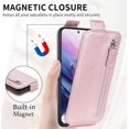 thumbnail image 3 of Zipper Wallet Case for Samsung Galaxy S22 5G, PU Leather [Card Holder Slot Handbag] with Adjustable Kickstand Flip Phone Cover for Samsung Galaxy S22 5G SDLL Rose Gold, 3 of 7