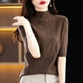 thumbnail image 4 of Womens Tops Knit Pullover Sweaters Casual Fall Winter Cozy Loungewear Fall Winter Semi High Neck Knitted Pullover Sweater Slim Fit Ribbed Texture Versatile Casual Blouse, 4 of 6