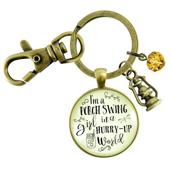 I'm a Porch Swing Country Gutsy Goodness Bronze Keychain Southern Life Jewelry