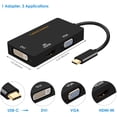 thumbnail image 3 of 3 in 1 USB C to VGA HDMI DVI Adapter, CableCreation USB Type C to HDMI VGA DVI Female Converter, Compatible with MacBook Pro 2020, Surface Book 2, ChromeBook Pixel, Mac Mini 2018, XPS 15, Black, 3 of 5