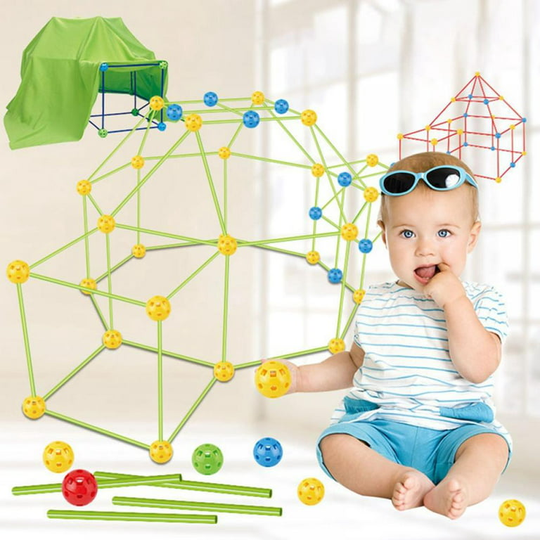 Kids Fort Building Kit , 87Pcs Building Toys for 3 4 5 6 7 Years Boys and  Girls, STEM Toys Indoor and Outdoor Crazy Fort Toys, Build an Air Fort DIY  Building, Tunnel, Tents, Playhouse 