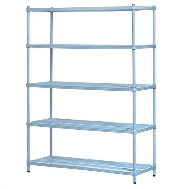 Design Ideas MeshWorks 5-Tier Metal Storage Shelving Unit Rack, Sky Blue