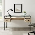 thumbnail image 5 of Contemporary 56" Glass Top 2-Tier Executive Desk in Birch, 5 of 5