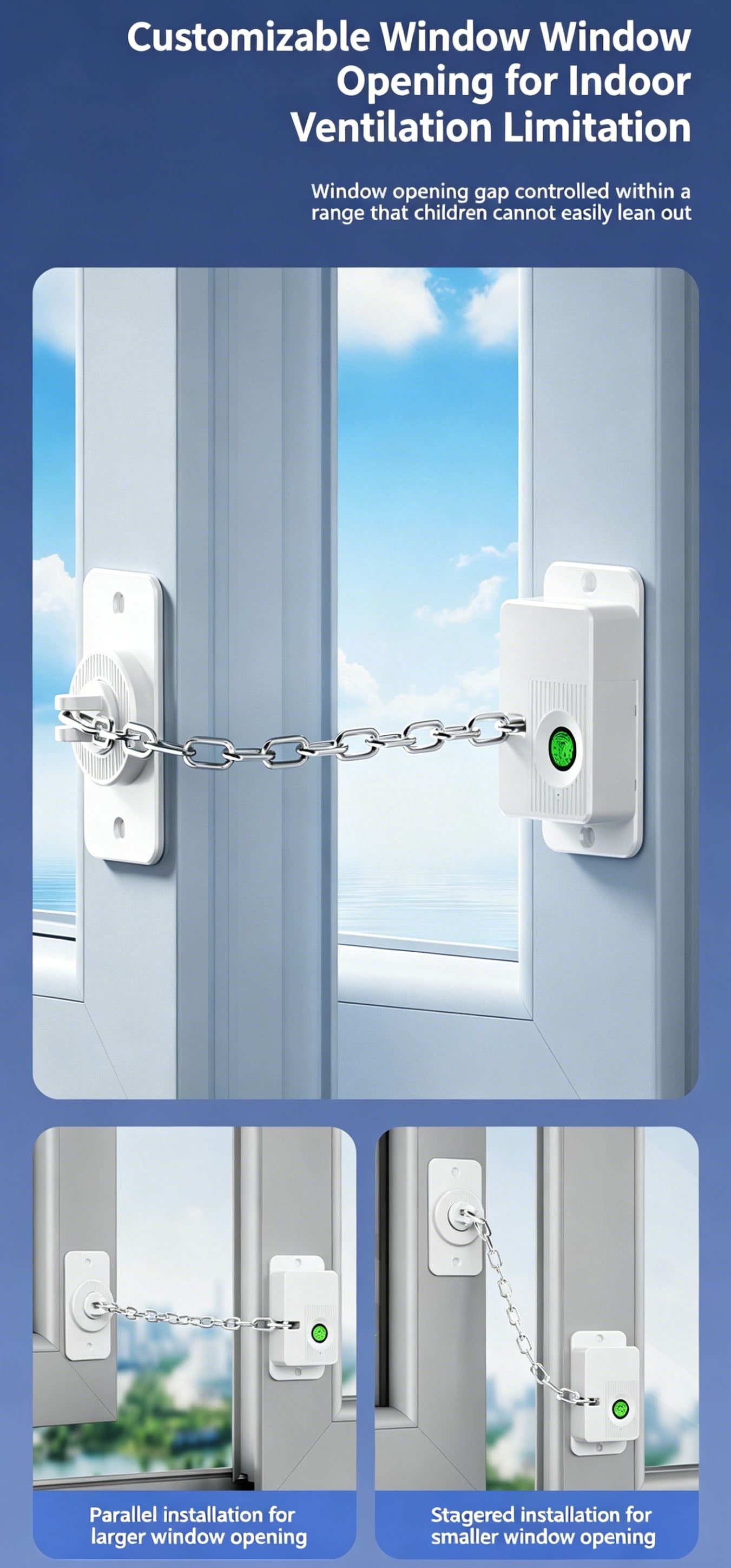 Rechargeable Fingerprint Safety Lock Adjustable Childproof Lock for Door Window Cabinet