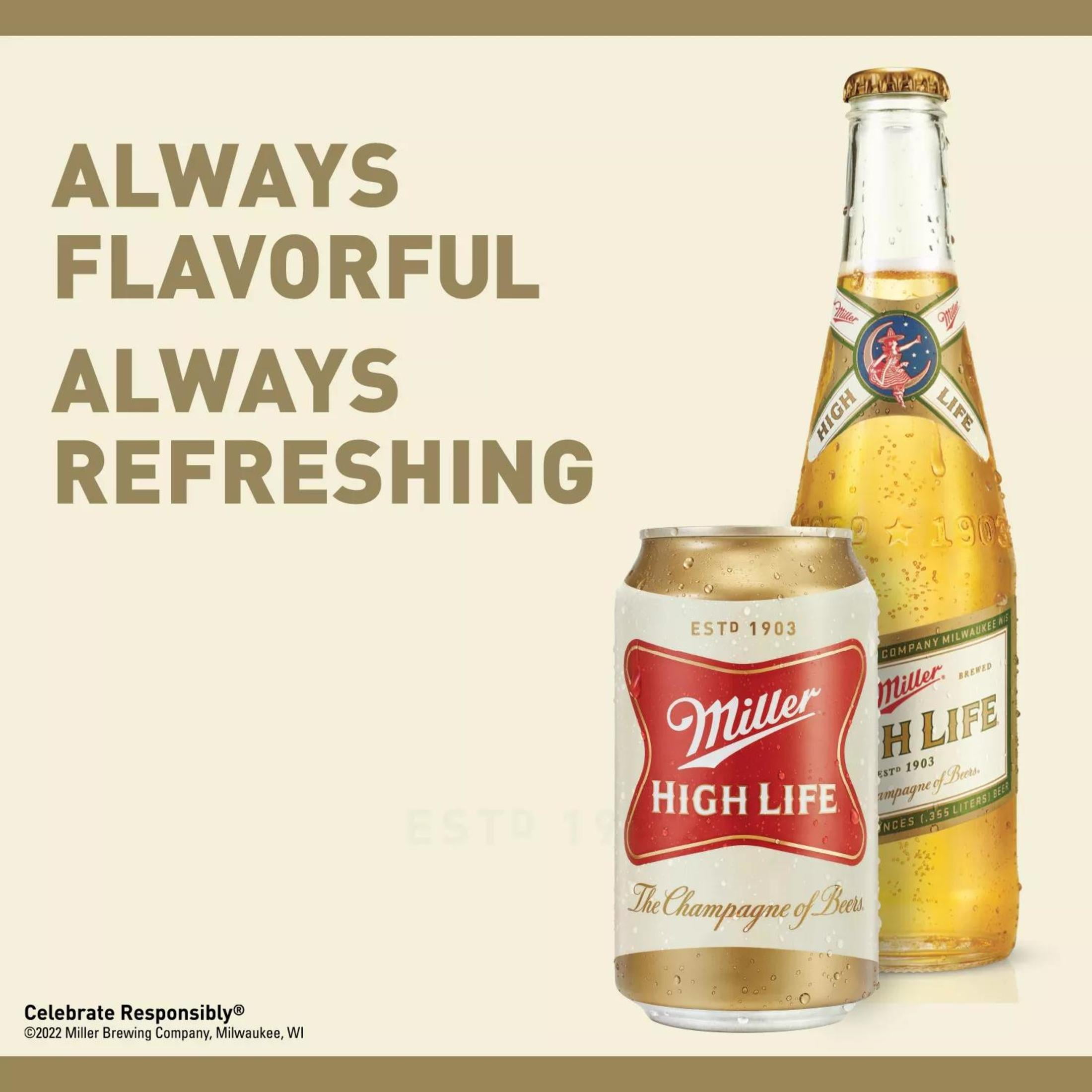 Miller High Life American Beer, 30 Pack, 12 fl oz Aluminum Cans, 4.6% ABV