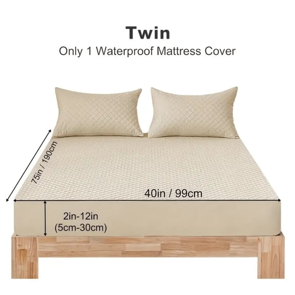 Lavish Cover Ultra Soft Waterproof Fitted Sheet, Washable Mattress Cover for Home, Hotel(Twin, Beige)