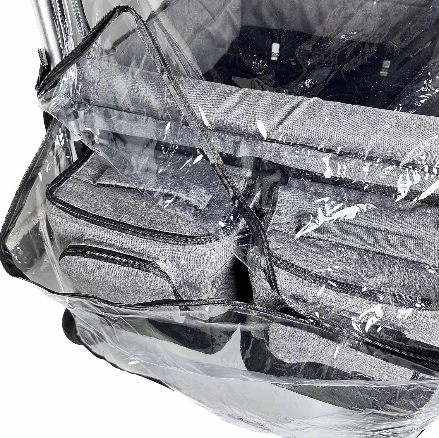 Big Size Rain Cover for Stroller, Mosquito Net for Trolley Cart, 2in1 Big Cover with Window for Picnic Camping Wagon Stroller Waterproof Windproof Accessories (Cart Not Included)