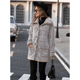 thumbnail image 6 of WQD Womens Fleece Jacket Winter Sherpa Coat Long Sleeve Warm Fuzzy Casual Outerwear Soft Cozy Lapel Snow Thick Button Fashion Top with Pockets, 6 of 7