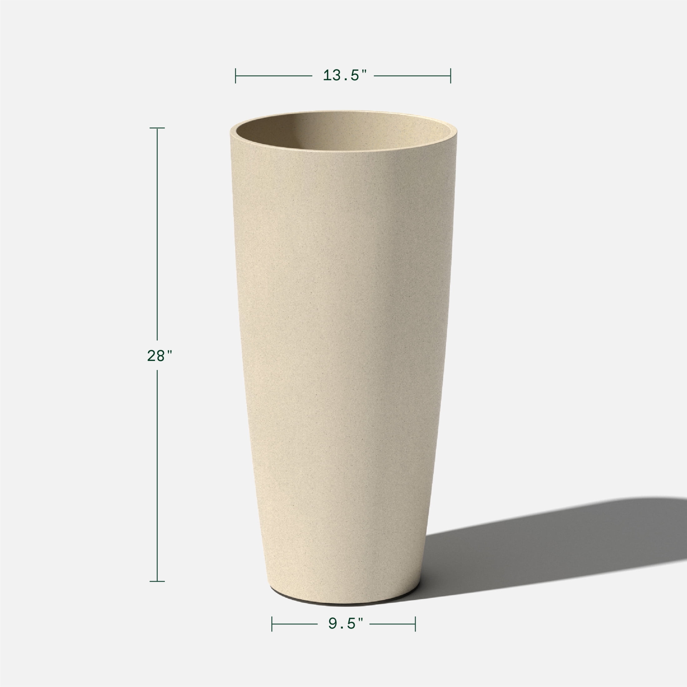 Veradek Mason Series Selena 28" Plastic-Stone Planter 2-Pack Sand