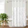 thumbnail image 3 of Grey Tree No Hook Shower Curtain Waterproof, Bathroom Curtains with Snap in Liners and See Through Top Window, Botanical Vintage Birds Branch Hotel Style Bathtub Curtains Shower 36"Wx78"L, 3 of 8