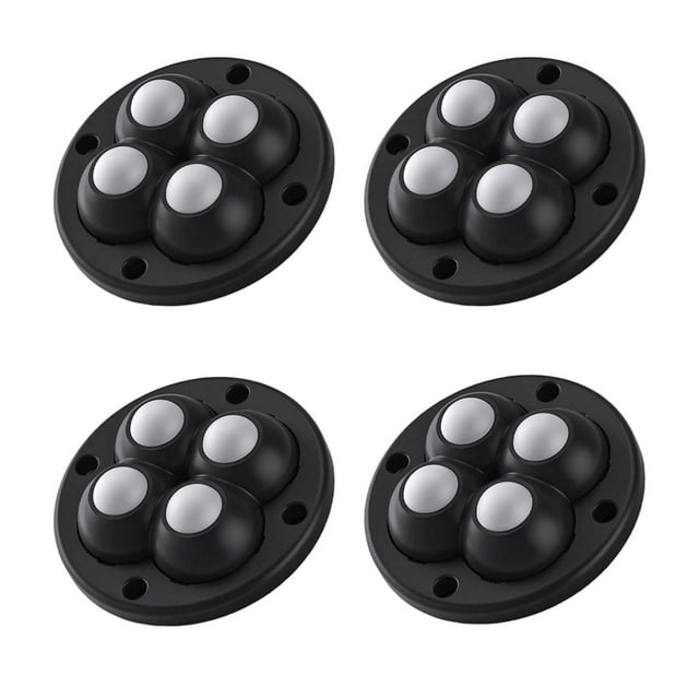 koolsoo 4Pcs 360 Swivel Bedside Table Mop Bucket Kitchen Self Adhesive Caster Black