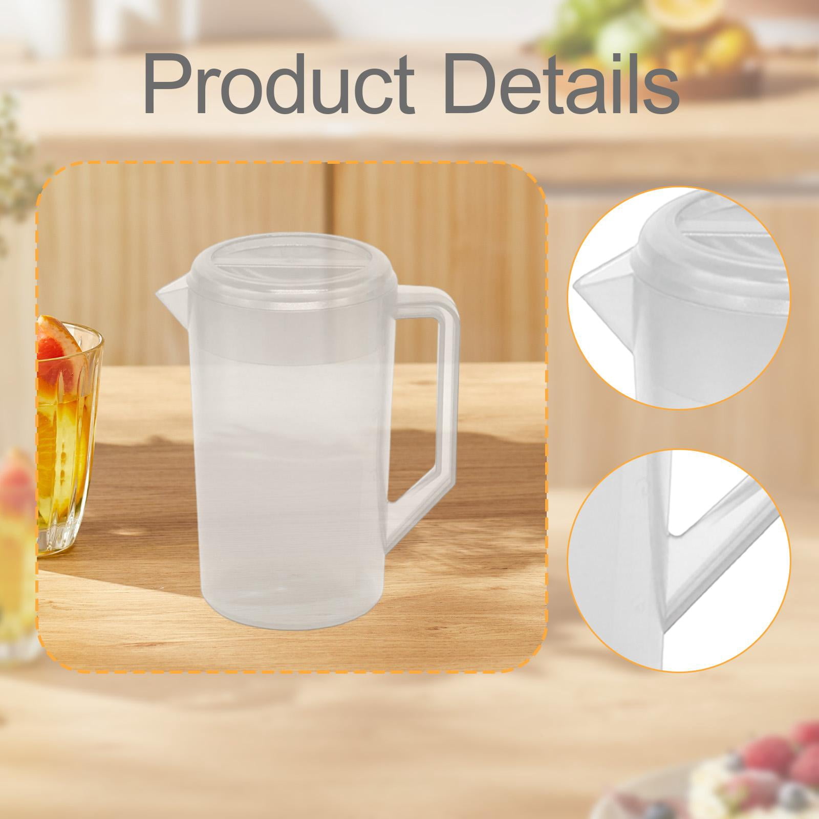 Zxpjkyu Water Jug Pitcher Easy to Clean Easy to Fill with Handle and Lid Kettle Iced Tea Clear