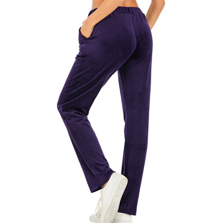 SAYFUT Women's Velour Track Pant Open Leg Pajama Pant Super Soft Plush ...
