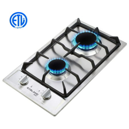GaslandChef GH30SF Built-in Gas Stove Top, Stainless Steel LPG, Natural Gas 12'' Cooktop, 2 Sealed Burners, (Best Gas Cooktops 2019)
