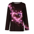 thumbnail image 4 of Inglocry Valentine Shirts for Women 2026 Long Sleeve Crew Neck Holiday Heart Print Tops Tunic Loose Fit Blouses Watermelon Red#1 S, 4 of 6