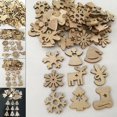 thumbnail image 4 of 100Pcs Christmas Snowflakes Wooden Pendants Xmas Tree Ornaments Home Hanging Decor, 4 of 5