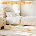 thumbnail image 5 of Under Bed Storage Bins with Clear PVC Lids – 2 Pack Large Underbed Organizers with Heavy-Duty Handles, Reinforced with 800G PP Panels & 80G Non-Woven Fabric – Waterproof & Foldable, Beige, 5 of 13