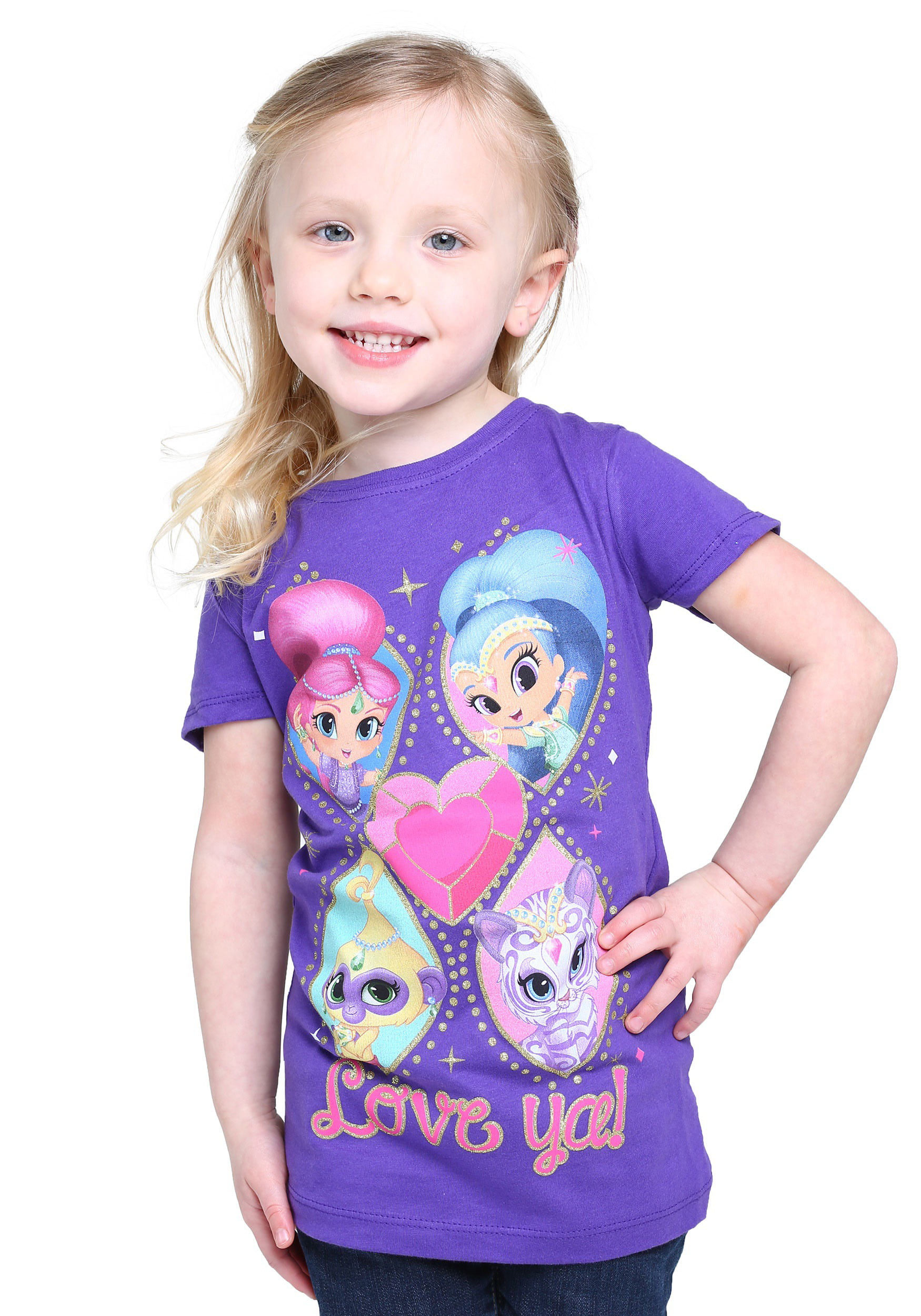 Girls Children Shimmer And Shine Short Long Sleeve Tee T Shirt Top age 2-8 years 